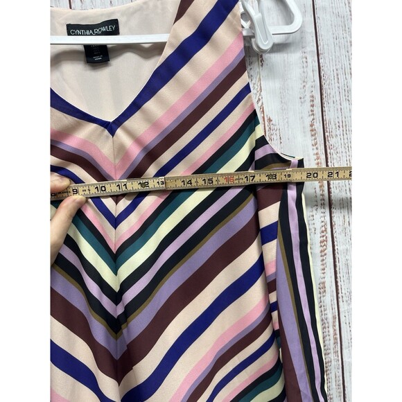 Cynthia Rowley Top Womens Large Striped Lightweight Sleeveless Multicolor - Picture 5 of 6